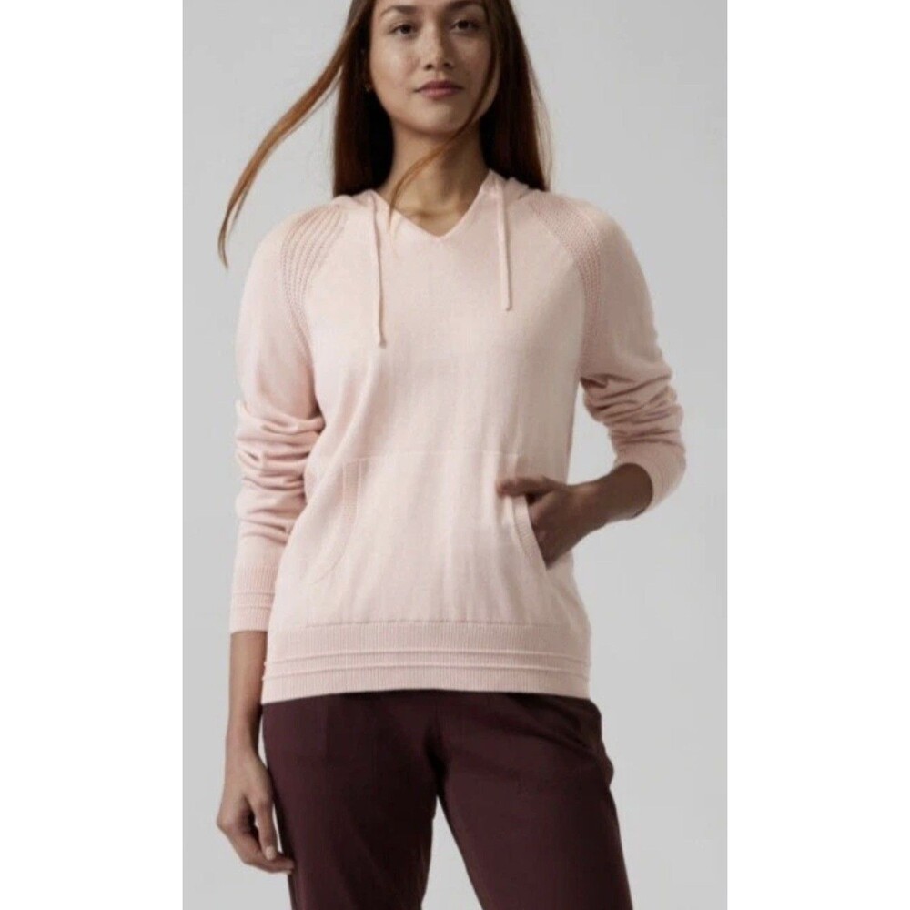 Athleta Lightweight Hooded Sweater Athleisure Luxe Ballet Pink Size Medium